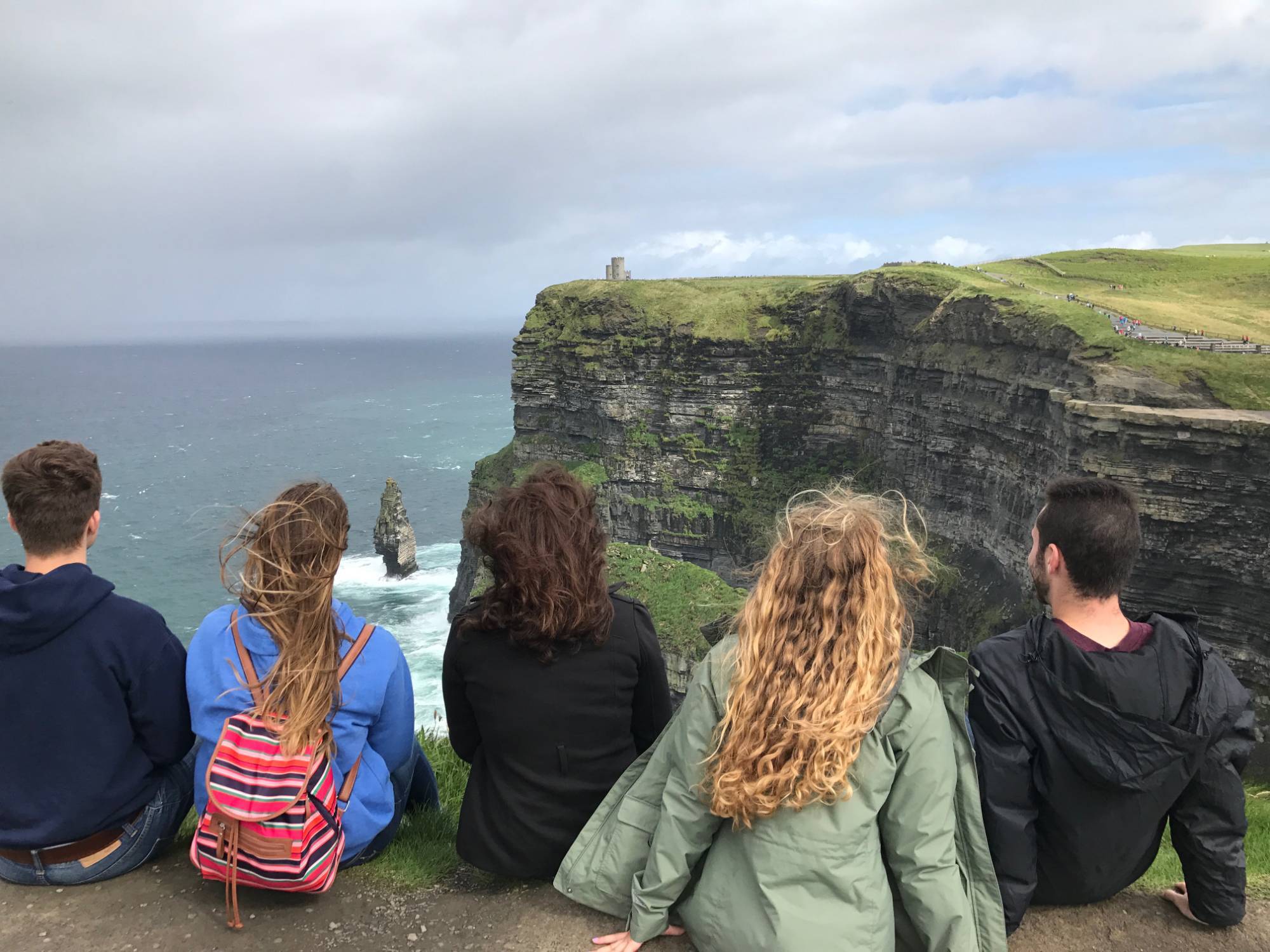 Students overlooking water